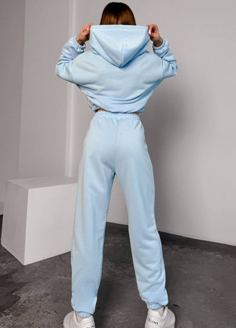 Базовый повседневный костюм двойка: укороченные худые на молнии с капюшоном + джоггеры высокой посадки Україна (328392576)