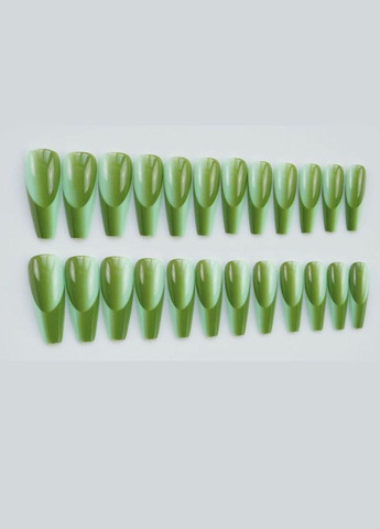 Накладні нігті з ефектом 3D зі скотчем і пилочкою зелені 24 шт Nails (292312895)