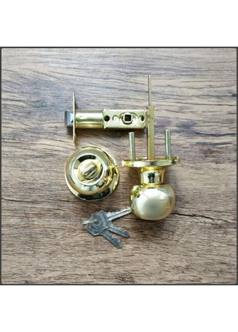 Ручка дверная круглая с защелкой KEDR D672ET с ключом (золото) Avers (361150470)