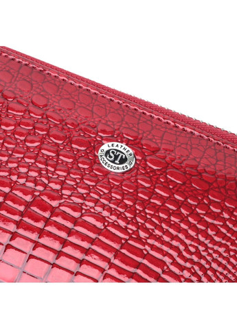Жіночий гаманець лакований на блискавці з натуральної шкіри 22677 Червоний st leather (297993008)