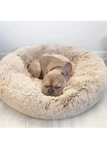 Плюшевая лежанка логово подушка пончик с антискользящим дном для животных кошек собак 60 см (481102-Prob) Бежевая Unbranded (353590253)