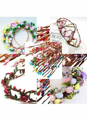 Искусственные веточки вербы с почками, бирюзовые, 10 шт No Brand (340486927)