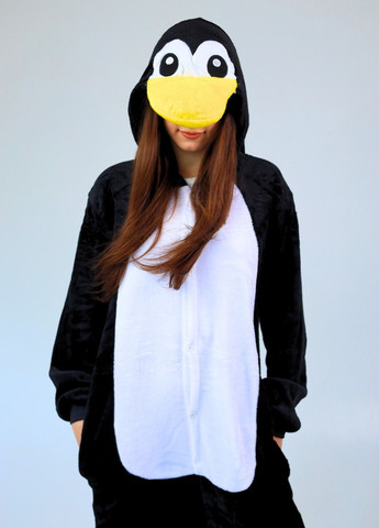 Кігурумі піжама Пінгвін чорний для жінок плюшеве з капюшоном і кишенями Lalapka (362490084)