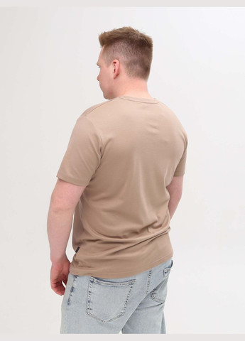 Бежевая футболка мужская бежевая однотонная прямая с коротким рукавом FRANCO BENUSSI Пряма