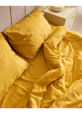 Постільна білизна з резинкою Жовтий страйп сатин PREMIUM Двухспальний розмір, наволочки 50/70 No Brand (363190215)