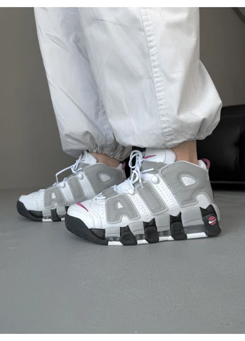 Білі кросівки чоловічі nike air more uptempo 96 white/gray найк аір мор уптемпо білі демісезон No Brand