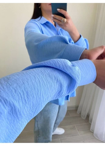 Легка стильна сорочка жіноча. З довгим рукавом на ґудзиках. No Brand (389720253)