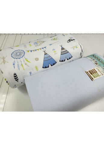 Постільна білизна з резинкою Вігвам/блакитний, фланель(байка) Евро розмір, наволочки 70/70 No Brand (363194738)