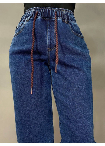 Джинси жіночі 8335 утеплені на флісі MOM з резинкою на талії сині Vanver - (363449417)