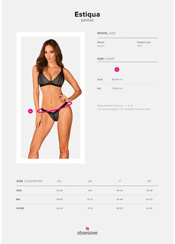 Мереживні трусики із заниженою талією Estiqua panties чорні Obsessive (282958970)