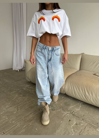 Стильна оверсайз футболка з круасанчиками Adelante - (322114127)