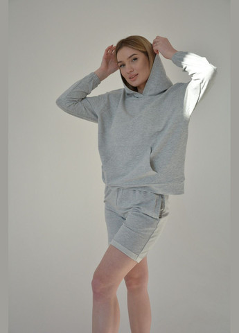 Сіра всесезон жіноча піжама, стильний костюм для дому (шорти) сіра (капюшон) світшот + шорти Sexen