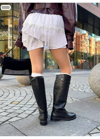 Жіночі трендові чоботи жокеї натуральна шкіра євро зима чорні No Brand (372716584)