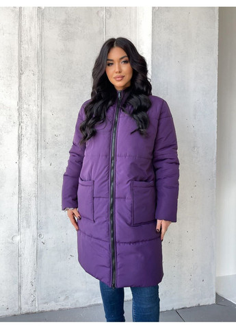 Фіолетова зимня зимове пальто з водовідштовхувальної плащівки еммі — заміри в описі куртка-пальто GD/GL Модний простір