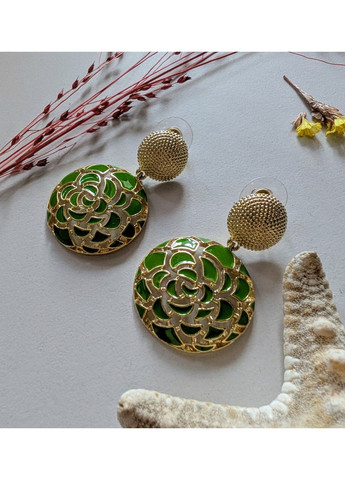 Сережки з емаллю Neoglory лимонне золото 14К Neoglory Jewelry (371786212)