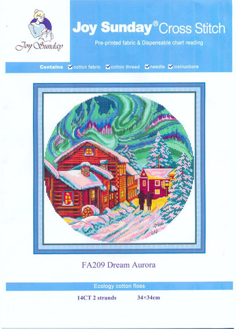 Набор для вышивания по нанесённой на канве схеме "Dream Aurora". AIDA 14CT printed, 34*34 см Joy Sunday (313613232)
