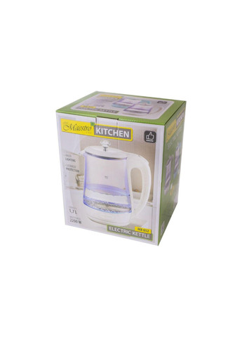 Електрочайник скляний MR-052 з підсвіткою для кухні 1,7 л білий Maestro (332204442)