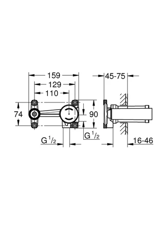 Прихована частина змішувача для раковини Non Rapido OHM 23571000, сталева, латунний корпус, SilkMove, монтажний компле Grohe (399022074)