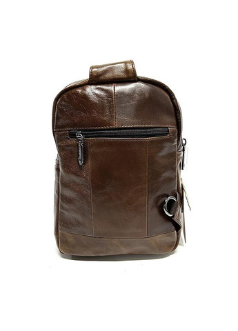 Коричнева шкіряна чоловіча нагрудна сумка слінг через плече з натуральної шкіри No Brand (316710072)