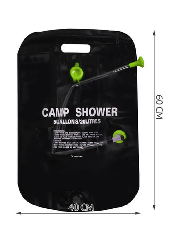 Душ переносной кемпинговый походный туристический со шлангом ручкой для подвешивания 20 литров 60x40 см (477368-Prob) Черный Unbranded (296984600)