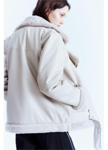 Дубленка авиатор с воротником, манжетами и подолом из мягкого плюша. H&M (365593482)