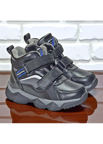 Черные спортивные, повседневные, кэжуал осенние демисезонные ортопедические ботинки для мальчика, осенние хайтопы на липучках, утепленные деми ботинки на флисе Tom.M