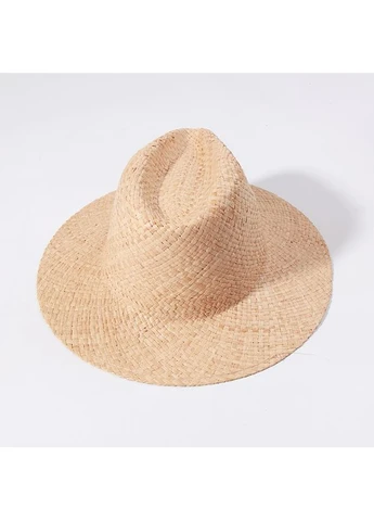 Летняя соломенная шляпа федора с круглой тулией SOFT SAND бежевый No Brand (389622633)