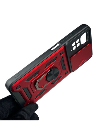 Чохол для Redmi Note 11s броньований з кільцем-тримачем підставкою зі шторкою на сяомі редмі нот 11с червоний rg1 Xiaomi (366233393)
