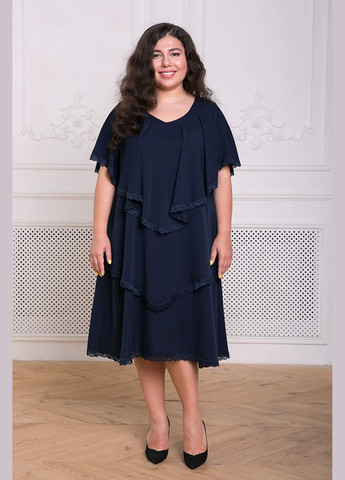 Темно-синее откровенный платье с оборками девис темно-синее 60 Tatiana