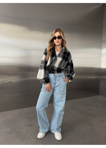 Жіночий кашеміровий бомбер у клітинку (363839511)