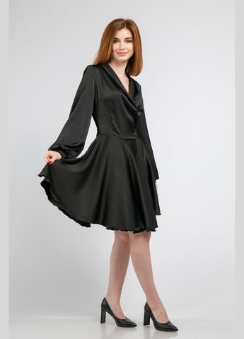 Черное праздничный, коктейльное, вечернее платье мини на запах one size CHICLY однотонное