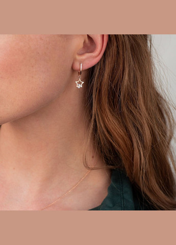 Золотые серьги Звездочки (фианиты) с07379 Oniks (306424359)