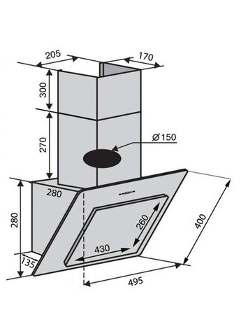 Витяжка TIVOLI 50 BK (700) PB Ventolux (307084413)