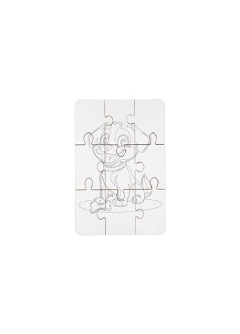Деревʼяний пазл-розмальовка А5 "Собачка" Puz-22940 пензлик, фарби, клейка плівка PuzzleOK (363129378)