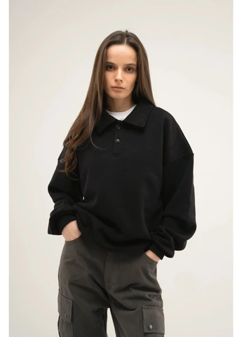Черный свитшот-поло женский black Taboo clothing company (391917874)