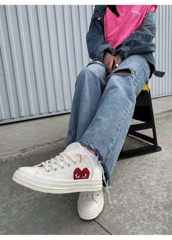 КЕДЫ ЖЕНСКИЕ CONVERSE CDG LOW BEIGE КОНВЕРС No Brand бежевые демисезоны (367169424)