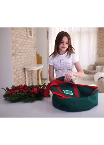 Сумка-чехол SGH для хранения новогодних украшений круглая d-40 см зелёная HVOYA (372798561)