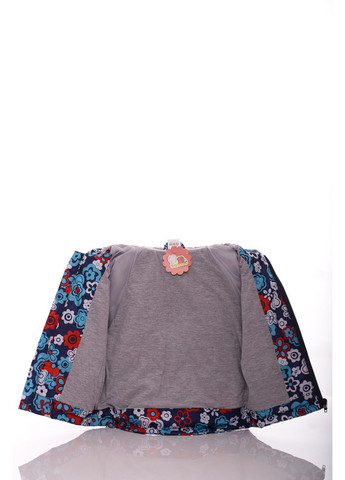 Синяя демисезонная куртка нуль для девочки на холлофайбере с принтом цветочков синяя см. (45052) BABYKROHA