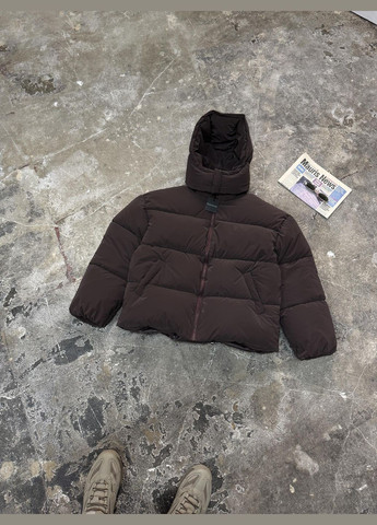 Світло-коричнева зимня куртка пуховик оверсайз No Brand