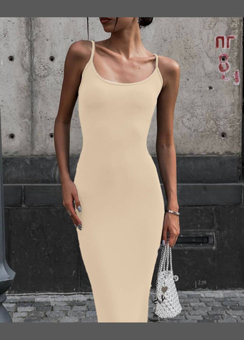Бежевое коктейльное, деловое, повседневный, кэжуал, вечернее женское платье силуэтная FINO Mode