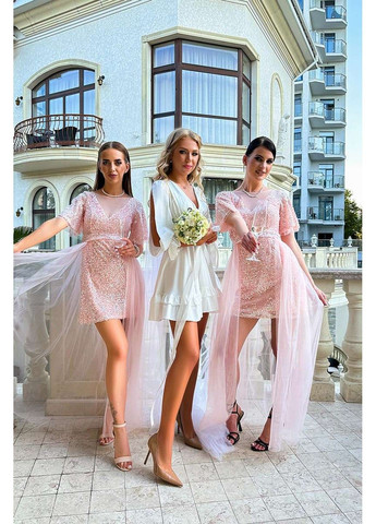 Розовое праздничный, коктейльное коктейльное платье съемная юбка 21033 розовая Tanita-Romario