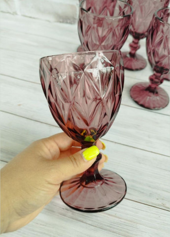 Келихи для вина Elodia Грані кольорове скло 240мл 6 шт рожеві S&T (333331873)