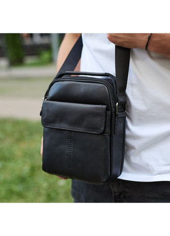 Сумка-барсетка мужская через плечо кожаная гладкая черная TD-86573 Tiding Bag (351507963)