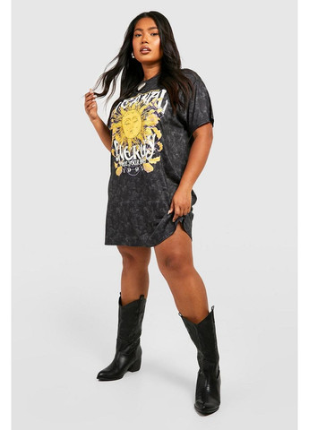 Серое повседневный платье Boohoo с рисунком