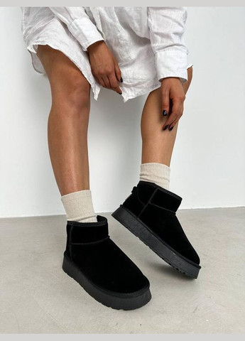 Замшеві уггі на платформі, уггі платформа, угги чорі Hengji (302087210)