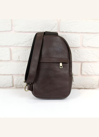 Сумка слінг чоловіча з натуральної шкіри Флотар із підкладкою. Коричнева No Brand (326600581)