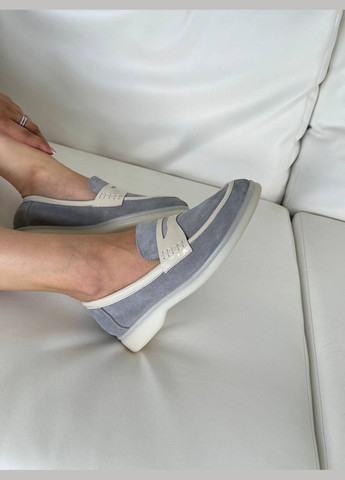 Dino Vittorio Лоферы серо-голубой з натуральная замша, украина — демисезон (300512840)