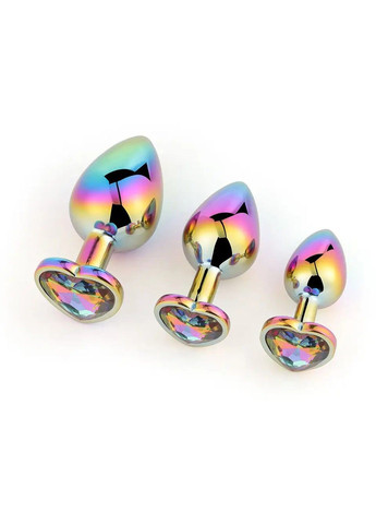 Набор металлических анальных пробок радужного цвета с кристаллами (размер S,M,L) We Love (284278236)