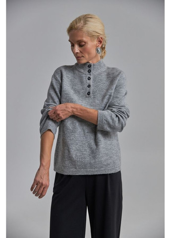Серый зимний женский теплый джемпер на пуговицах (2838) Triko Bakh