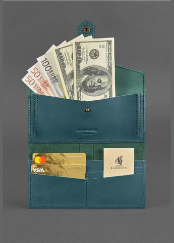 Шкіряне жіноче портмоне 3.0 зелене Краст (A-026593) BlankNote (328444943)